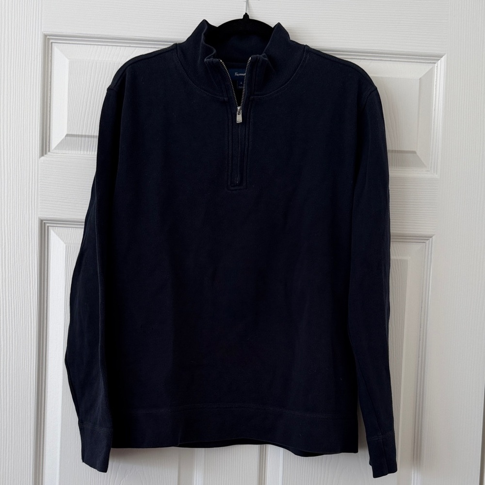 Faconnable Men's Navy Zip-Up Sweater Size L